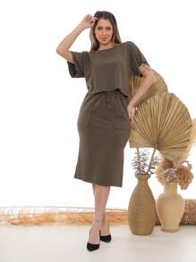 Women Two-piece Outfits - 墨綠色 - 查看 1