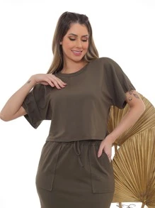 Women Two-piece Outfits - 墨綠色 - 查看 4