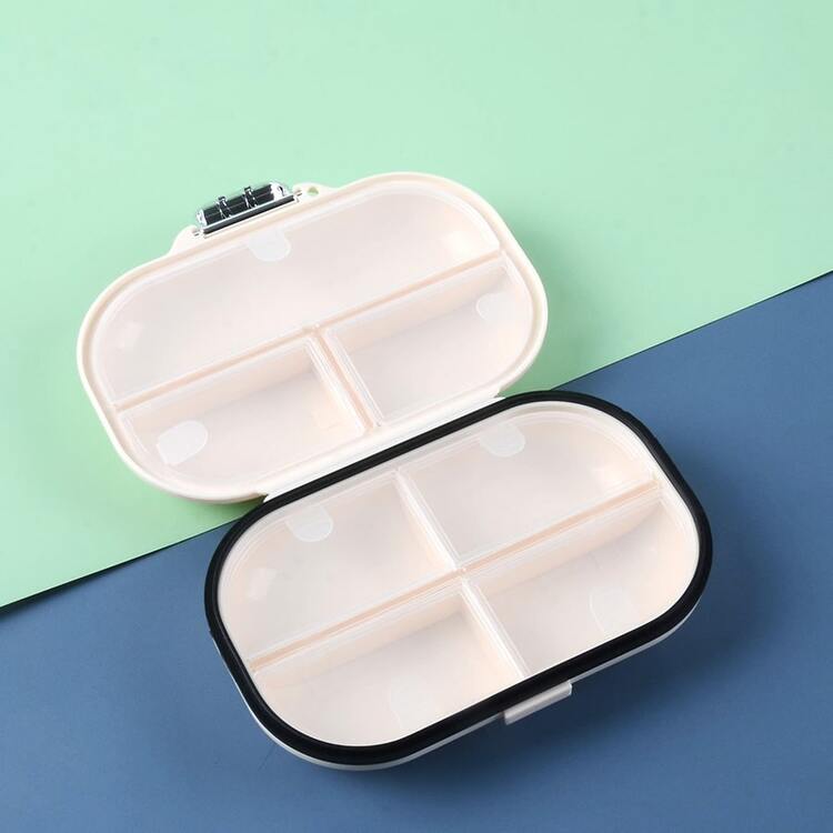 1pc Plastic Medicine Storage Box, Modern Portable Medicine Storage Box For Travel - Silver - View 3