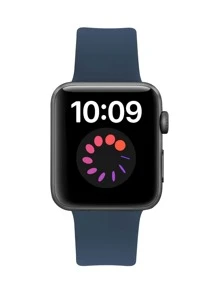 1 件深蓝色时尚柔软硅胶运动手表表带蝴蝶扣舒适可调节防水腕带,适用于 表带 38/40/41/42/44/45/46/49mm,适用于 Series Ultra/SE/11/10/9/8/7/6/5/4/3/2/1,智能手表配件 - 藍色 - 查看 11