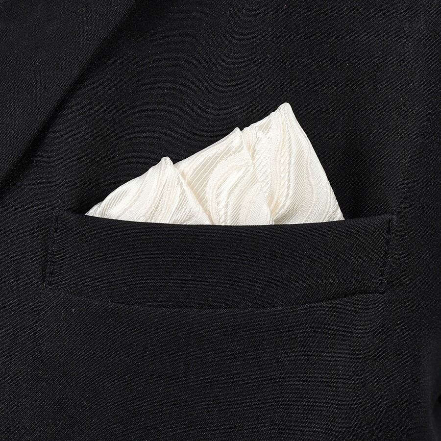 1pc Iridescent Jacquard Crinkle Pocket Square For Men's Formal Suit, Clothing Accessory - White - View 1