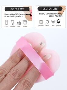 50 miếng mút trang điểm hình trái tim khô dạng đệm khí, dụng cụ trang điểm - Hồng - Xem 6