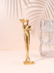 1pc European And American Style Minimalist Reading Figure Resin Crafts Golden & Silver Figurine For Desk & Bookshelf Decor In Home And Office