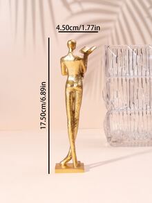 1pc European And American Style Minimalist Reading Figure Resin Crafts Golden & Silver Figurine For Desk & Bookshelf Decor In Home And Office