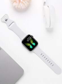 1 件白色时尚柔软硅胶运动手表表带蝴蝶扣舒适可调节防水腕带,适用于 表带 38/40/41/42/44/45/46/49 毫米,适用于 Series Ultra/SE/11/10/9/8/7/6/5/4/3/2/1,智能手表配件 - 白色 - 查看 3