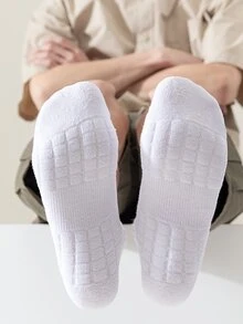 1pair White Mid-calf Socks - White - View 5
