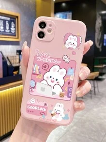 Funda de teléfono con diseño de conejo de dibujos animados, versión internacional, no la versión nacional - Rosa Pálido - Ver 1