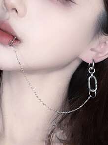 1 chiếc khuyên môi kẹp không lỗ, kiểu dáng cá tính, độc đáo, không cần xỏ lỗ. - Bạc - Xem 6