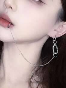 1 chiếc khuyên môi kẹp không lỗ, kiểu dáng cá tính, độc đáo, không cần xỏ lỗ. - Bạc - Xem 11