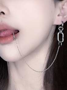 1 chiếc khuyên môi kẹp không lỗ, kiểu dáng cá tính, độc đáo, không cần xỏ lỗ. - Bạc - Xem 9