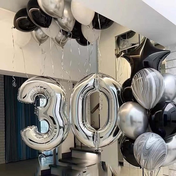 1pc 32 Inch Silver Number Balloon For Birthday, Wedding, Anniversary, Holiday Party Decoration,