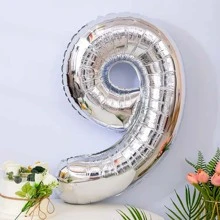1 个 32 英寸银色数字气球，适用于生日、婚礼、周年纪念、节日派对装饰， - 銀色 - 查看 9