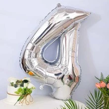 1 个 32 英寸银色数字气球，适用于生日、婚礼、周年纪念、节日派对装饰， - 銀色 - 查看 4