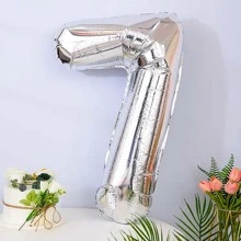 1 个 32 英寸银色数字气球，适用于生日、婚礼、周年纪念、节日派对装饰， - 銀色 - 查看 7