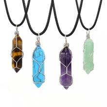 Natural Stone Necklace - Army Green - View 4