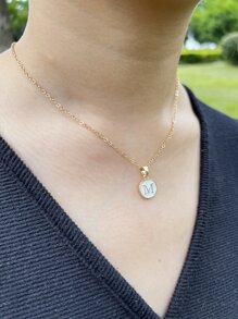Letter Detail Geometric Charm Necklace