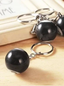 Pool Ball Keychain With Eight Ball Magic Charm, Gift For Billiards Fans And Players - Black - View 4