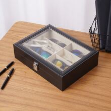 1 pieza Estuche para gafas de sol con 8 ranuras, caja de almacenamiento y exhibición de gafas - Negro - Ver 2