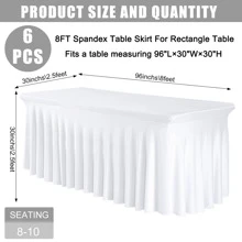 Spandex Table Skirt For Rectangle Table Stretch Tablecloth Washable Table Covers Wrinkle Resistant Fitted Table Skirt For Banquet,Wedding,Party,Restaurant,Events - trắng - Xem 4