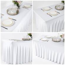 Spandex Table Skirt For Rectangle Table Stretch Tablecloth Washable Table Covers Wrinkle Resistant Fitted Table Skirt For Banquet,Wedding,Party,Restaurant,Events - trắng - Xem 6