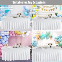 Spandex Table Skirt For Rectangle Table Stretch Tablecloth Washable Table Covers Wrinkle Resistant Fitted Table Skirt For Banquet,Wedding,Party,Restaurant,Events - trắng - Xem 8