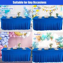 Spandex Table Skirt For Rectangle Table Stretch Tablecloth Washable Table Covers Wrinkle Resistant Fitted Table Skirt For Banquet,Wedding,Party,Restaurant,Events - 寶藍色 - 查看 8