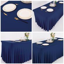 Spandex Table Skirt For Rectangle Table Stretch Tablecloth Washable Table Covers Wrinkle Resistant Fitted Table Skirt For Banquet,Wedding,Party,Restaurant,Events - Navy Blue - View 6