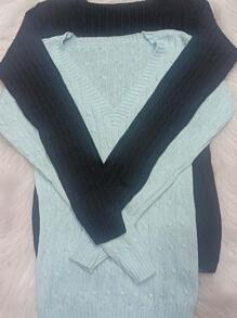 Women Knit Tops - Màu xanh Cadet - Xem 1