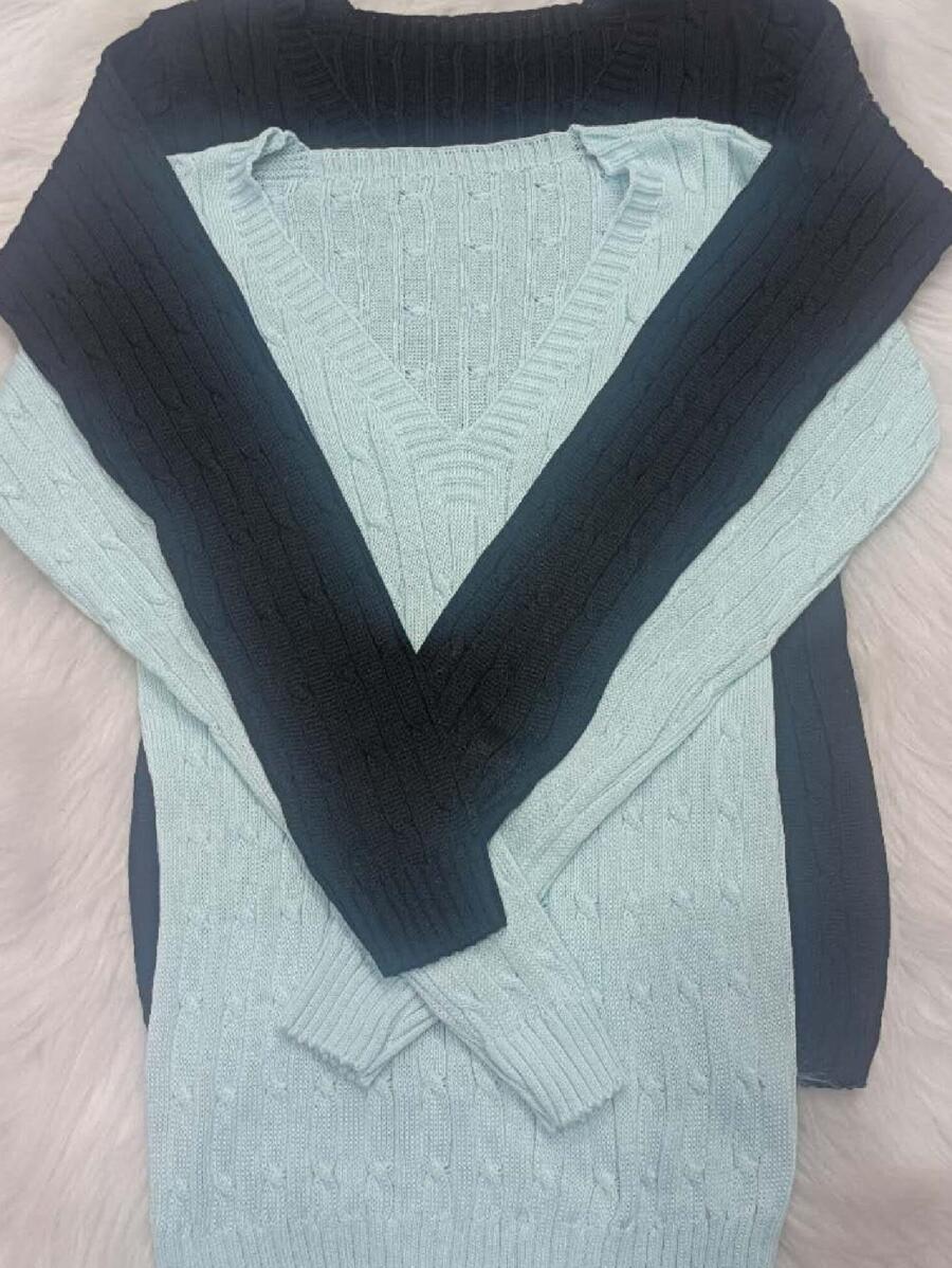 Women Knit Tops - Màu xanh Cadet - Xem 1