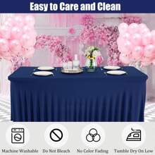 Spandex Table Skirt For Rectangle Table Stretch Tablecloth Washable Table Covers Wrinkle Resistant Fitted Table Skirt For Banquet,Wedding,Party,Restaurant,Events - Navy Blue - View 7