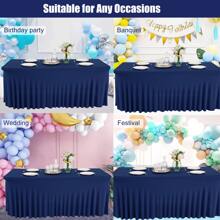 Spandex Table Skirt For Rectangle Table Stretch Tablecloth Washable Table Covers Wrinkle Resistant Fitted Table Skirt For Banquet,Wedding,Party,Restaurant,Events - Navy Blue - View 8