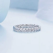 Nhẫn vĩnh cửu bằng bạc Sterling 925 Bamoer, kiểu dáng bện, trang sức tinh tế, quà tặng cho phụ nữ BSR311 - Bạc - Xem 6