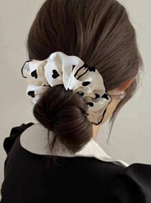 3 件装女士布艺彩色印花发带，简约设计发带，时尚头饰 - 黑與白 - 查看 7