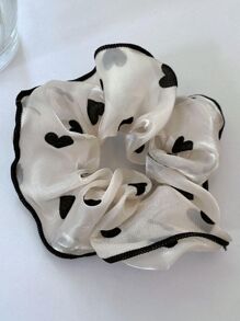 3 件装女士布艺彩色印花发带，简约设计发带，时尚头饰 - 黑與白 - 查看 8