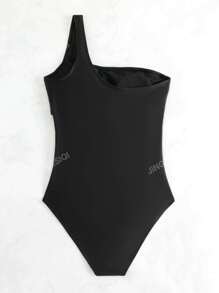 Contrast Mesh One Shoulder One Piece Swimsuit Summer