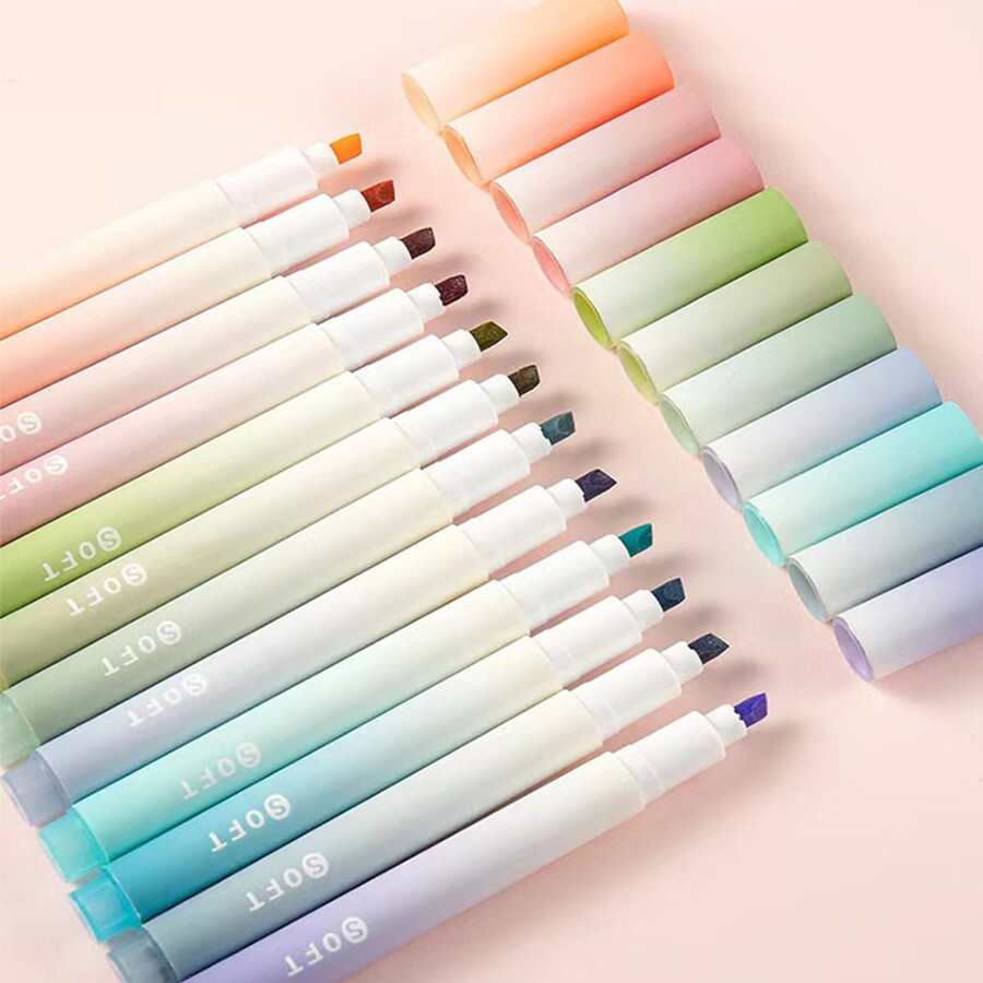 12入組彩色熒光燈高光帶4mm,理想適用於學生計畫冊,,標記,繪畫, - 彩色 - 查看 1