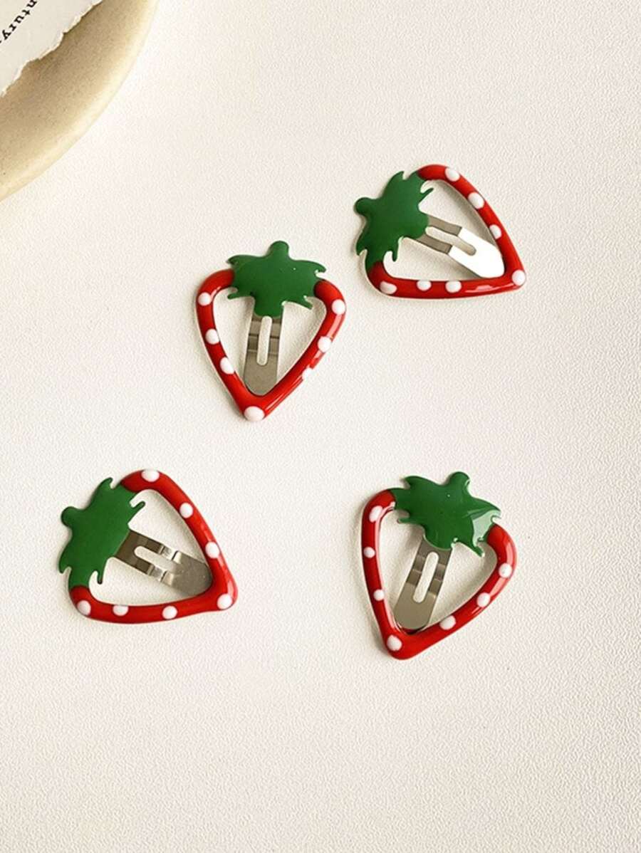 4pcs Women's Fashionable & Personalized Strawberry Shaped Alloy Hair