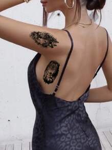 (10 tờ/gói) Bướm & Động Vật Hỗn Hợp Họa Tiết Chống Thấm Nước Lâu Dài Cá Tính Gợi Cảm Tạm Thời Hình Xăm Dán Dành Cho Nam, Phụ Nữ Và Trẻ Em - màu đen - Xem 4