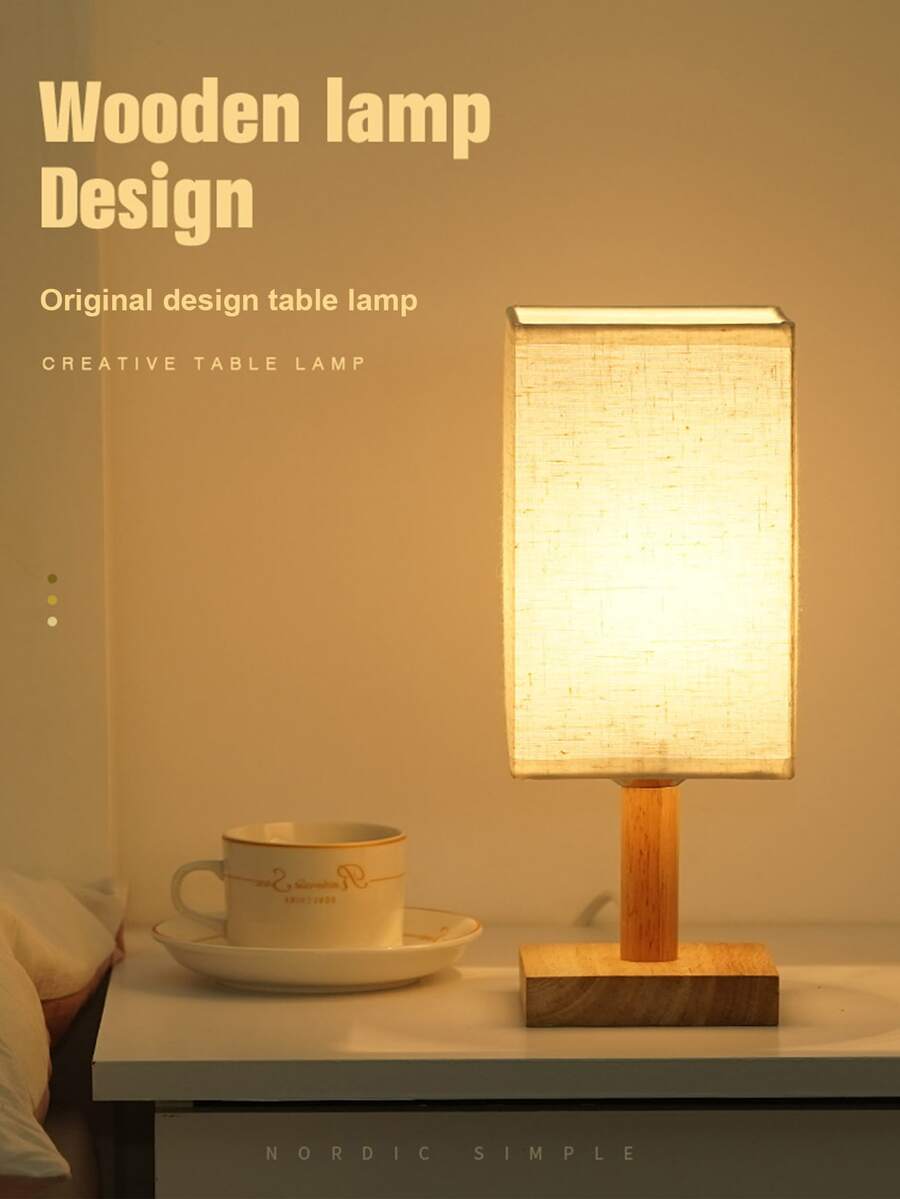 1pc Yellow Light Desk Lamp, Modern Polyester LED Desk Lamp For Home - Grey - View 1