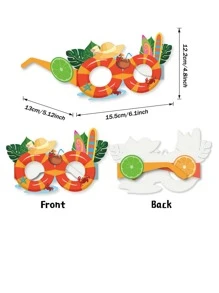 8pcs Flamingo, Coconut Trees, Beach And Hawaiian Summer Theme Paper Glasses For Party Decoration, - Multicolor - View 2