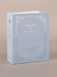 1 pieza unicolor en relieve de letra Álbum de fotos , vintage de gran capacidad foto Funda de tarjeta para foto , Tarjeta almacenamiento - Azul - Ver 1