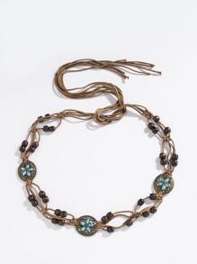 1 Miếng NỮ Pha lê Trang trí Hoa Boho Dây đai Đối với Trang trí váy - màu nâu - Xem 1