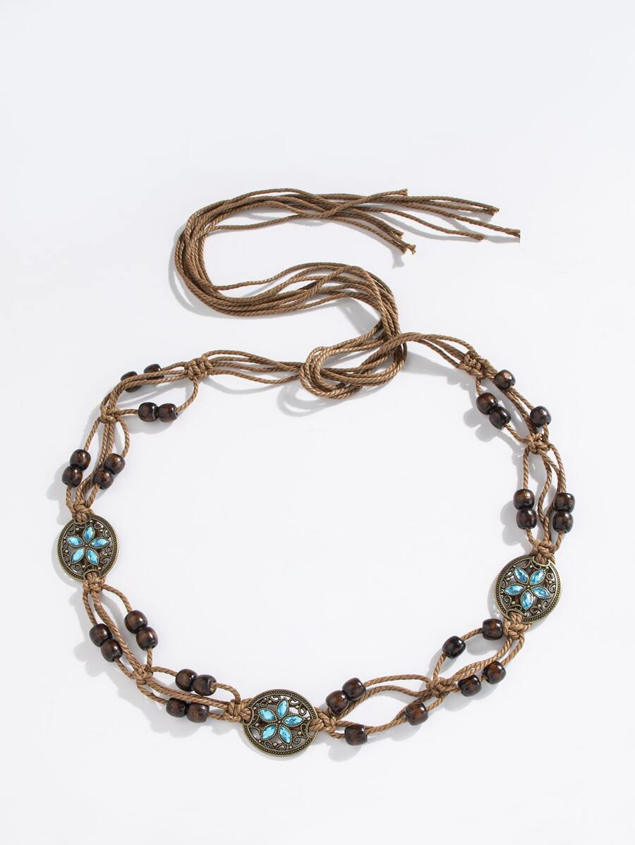 1 Miếng NỮ Pha lê Trang trí Hoa Boho Dây đai Đối với Trang trí váy - màu nâu - Xem 1