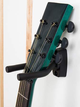 1pc Black Metal Wall Mount Guitar Hanger With Adjustable Hook Spacing