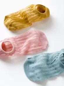 1/5 双装女士薄款隐形袜，硅胶防滑网眼透气无缝袜（无纸板） - 彩色 - 查看 4