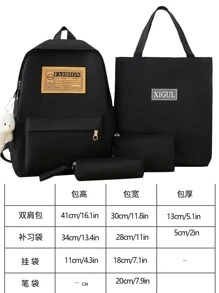 4 合 1 女士背包套裝 - 時尚書包，大容量防水旅行背包，學生書包（無吊墜）