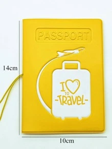 件黃色字母印花 PVC 護照套旅行配件女孩和女士護照夾護照套護照錢包護照袋護照袋男女旅行必需品旅行配件 - 黃色 - 查看 3