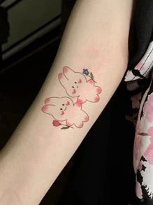1 hoja Etiquetas engomadas del tatuaje dulce conejo - Multicolor - Ver 1