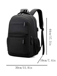 女式背包,加厚面料,大容量,休閒學生書包,多層收納口袋,旅行電腦雙肩包 - 黑色 - 查看 5