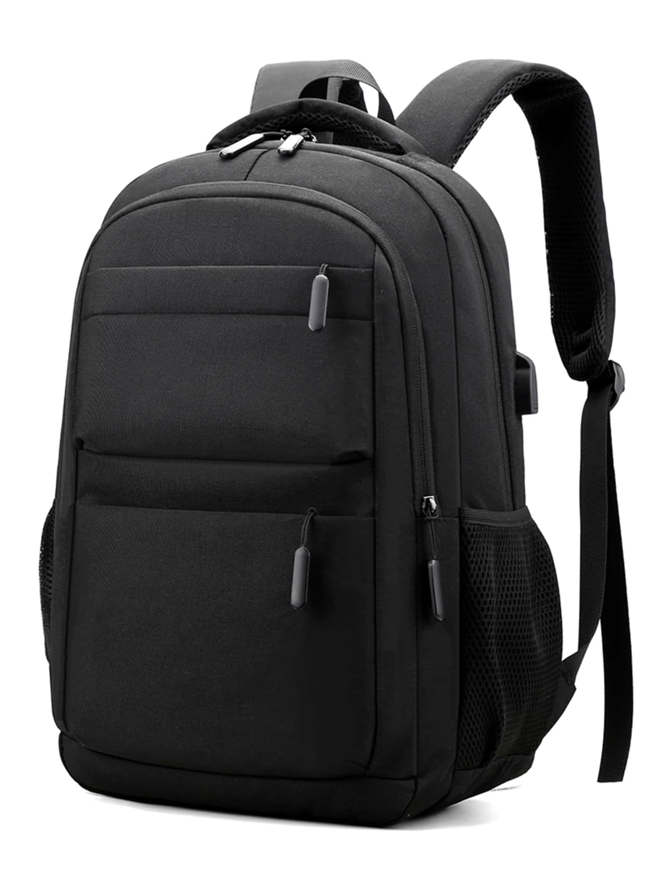 女式背包,加厚面料,大容量,休閒學生書包,多層收納口袋,旅行電腦雙肩包 - 黑色 - 查看 1